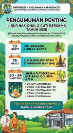 PENGUMUMAN LIBUR CUTI DAN HARI BESAR NASIONAL PEMKAL KARANGMOJO BULAN MARET